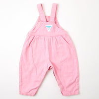 Vintage OshKosh pink engineer stripe bubble overalls on paper tag, 12 months