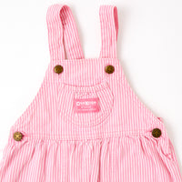 Vintage OshKosh pink engineer stripe bubble overalls 24m/2t