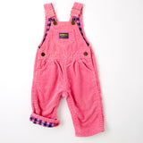 Vintage OshKosh pink corduroy plaid flannel lined overalls size 12m