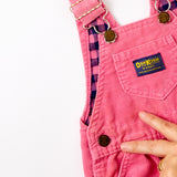 Vintage OshKosh pink corduroy plaid flannel lined overalls size 12m