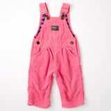Vintage OshKosh pink corduroy plaid flannel lined overalls size 12m