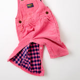 Vintage OshKosh pink corduroy plaid flannel lined overalls size 12m