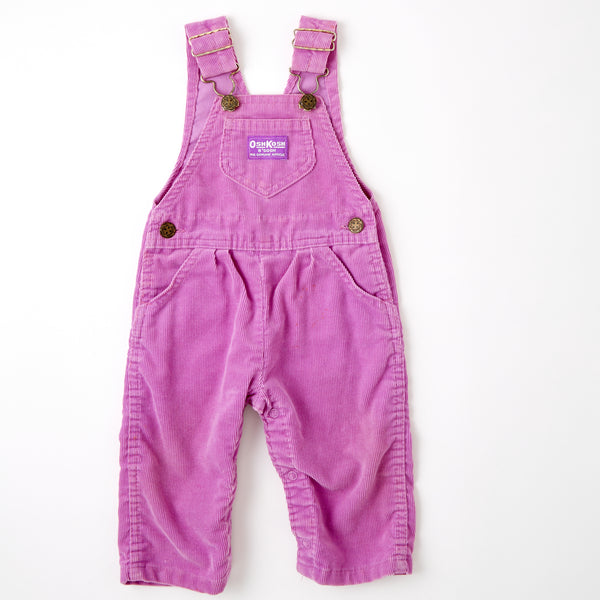 Vintage Oshkosh light purple corduroy pleated front overalls size 12 months