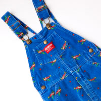 Vintage OshKosh airplane theme AOP blue corduroy overalls · size 6