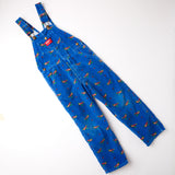 Vintage OshKosh airplane theme AOP blue corduroy overalls · size 6