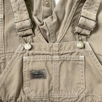 Vintage Oshkosh sturdy khaki overalls in the boxy style, made in Honduras, size 3T