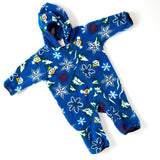 Vintage Columbia Winter Wonderland fleece bunting w/convertible mittens and booties, size 6-12 months