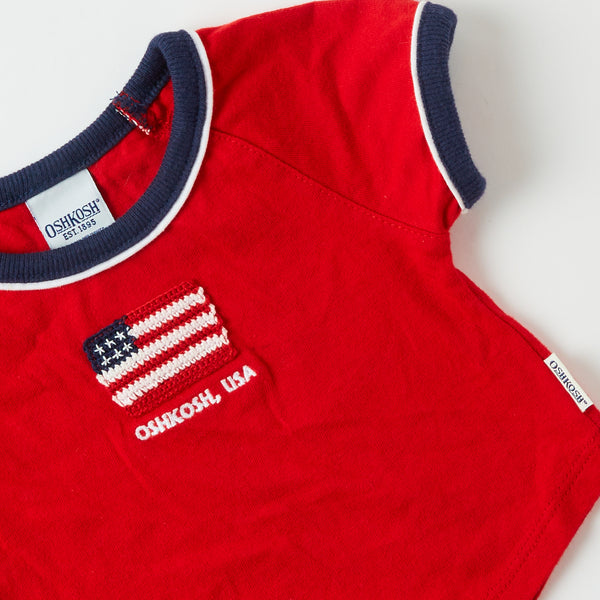 Vintage OshKosh USA 90's baby ringer tee · 0-6 months