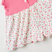 Vintage Hearts & Flowers romper with heart print bottoms, heart buttons, and ribbed top · Size 18 months