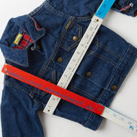 Vintage OshKosh dark wash denim jacket with plaid flannel lining · 2/3T