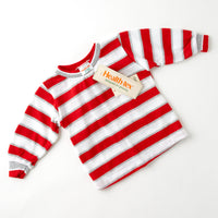 Vintage Health-tex deadstock red, white, and gray striped long sleeve shirt · 24 months/2T