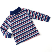 Vintage Okie Dokie blue, red, and gray striped turtleneck shirt · 3/4T