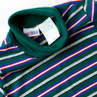 Vintage Okie Dokie green, red, blue, and gray striped turtleneck shirt · Size 3/4T
